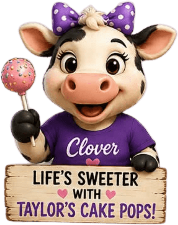 Clover the cow: life's sweeter with Taylor's cake pops!